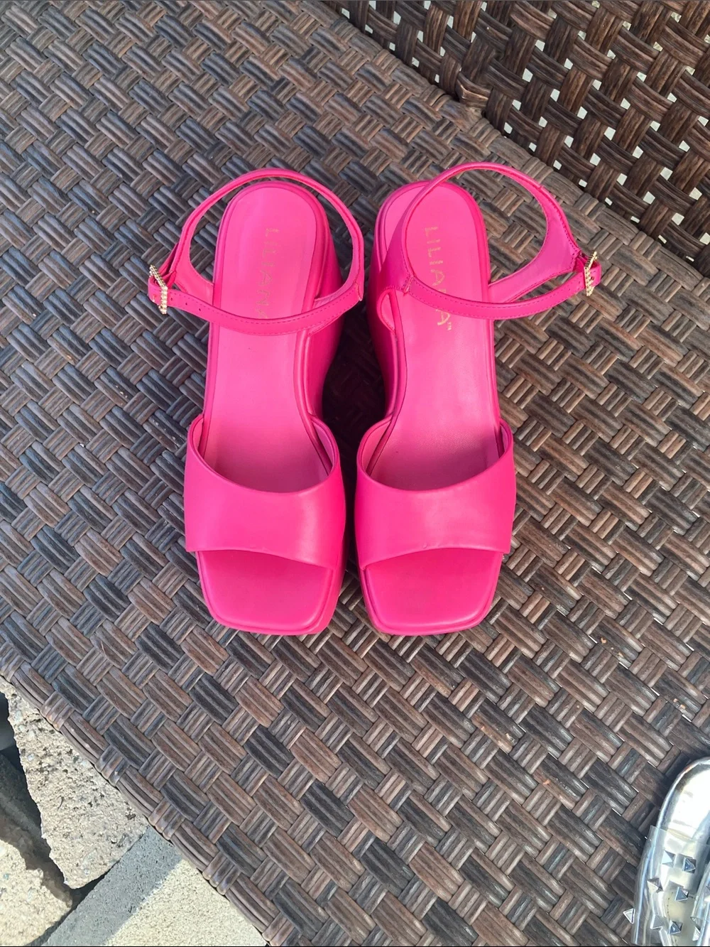 Liliana Bright Pink Chunky Platform Ankle-Strap Sandals